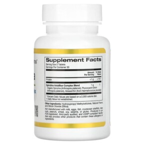 Thành phần vi chất của California Gold Nutrition Spirulina AstaBlue Complex 60 Tablets 898220018574