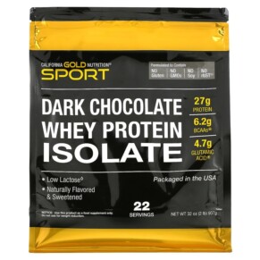 Thực phẩm chức năng California Gold Nutrition SPORT - Dark Chocolate Whey Protein Isolate 2 lbs (907 g) 898220012022
