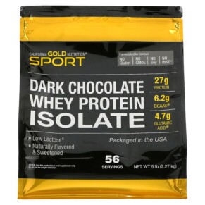 Thực phẩm chức năng California Gold Nutrition SPORT - Dark Chocolate Whey Protein Isolate 5 lbs (2.27 kg) 898220012039