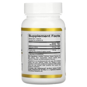 Thành phần vi chất của California Gold Nutrition Stabilized R-Lipoic Acid 30 Veggie Capsules 898220020065