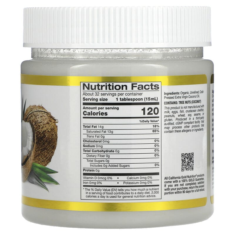 California Gold Nutrition SUPERFOODS - Cold Pressed Organic Virgin Coconut Oil 16 fl oz (473 ml) 2 Thành phần vi chất của California Gold Nutrition SUPERFOODS - Cold Pressed Organic Virgin Coconut Oil 16 fl oz (473 ml) 898220011902