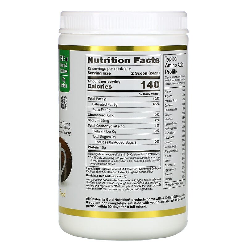 California Gold Nutrition SUPERFOODS Collagen Coconut Creamer Powder Unsweetened 10.2 oz (288 g) 2 Thành phần vi chất của California Gold Nutrition SUPERFOODS Collagen Coconut Creamer Powder Unsweetened 10.2 oz (288 g) 898220012084
