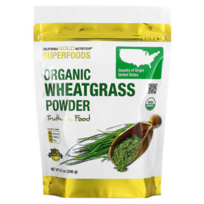 Thực phẩm chức năng California Gold Nutrition SUPERFOODS - Organic Wheat Grass Powder 8.5 oz (240 g) 898220012251