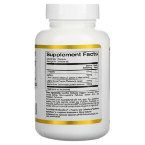 Thành phần vi chất của California Gold Nutrition TheanineUP Focused Energy L-Theanine & Caffeine 60 Veggie Capsules 898220012411