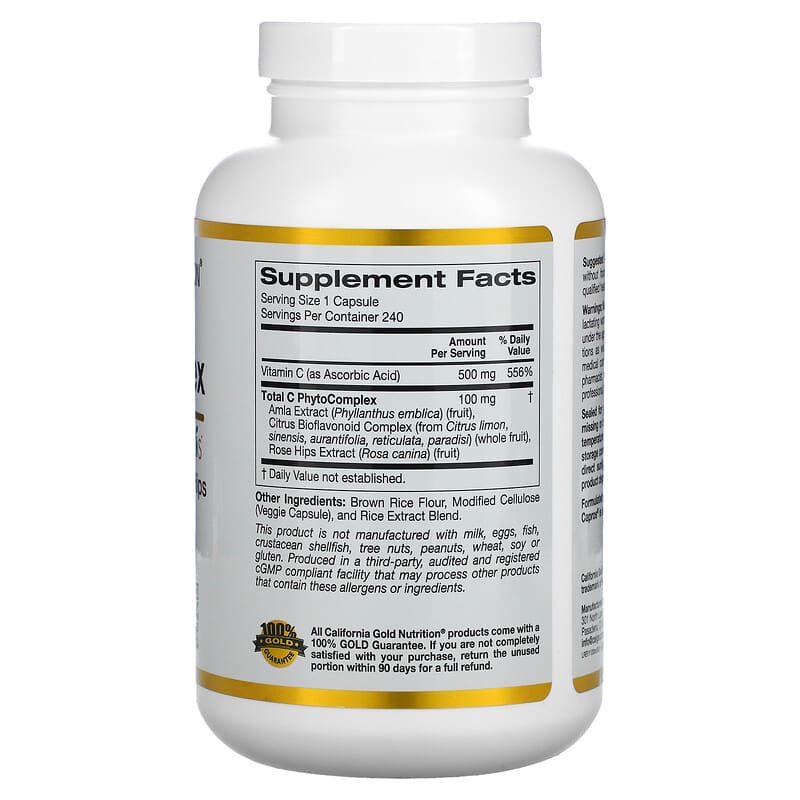 California Gold Nutrition Total C Complex 500 mg 240 Veggie Capsules 2 Thành phần vi chất của California Gold Nutrition Total C Complex 500 mg 240 Veggie Capsules 898220018840