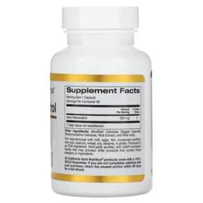 Thành phần vi chất của California Gold Nutrition Trans-Resveratrol 200 mg 60 Veggie Capsules 898220011742