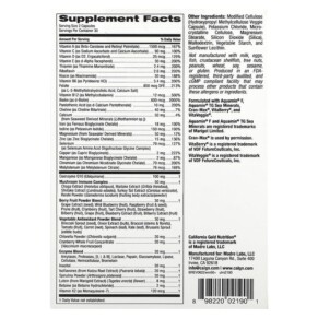 Thành phần vi chất của California Gold Nutrition Ultamins Women's 50+ Multivitamin with CoQ10 60 Veggie Capsules 898220021901