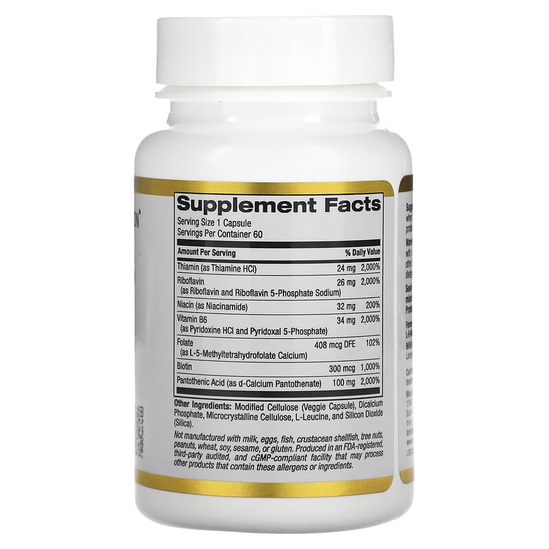 California Gold Nutrition Vitamin B Complex 60 Veggie Capsules 2 Thành phần vi chất của California Gold Nutrition Vitamin B Complex 60 Veggie Capsules 898220012961
