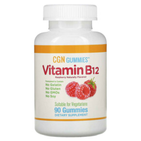 Thực phẩm chức năng California Gold Nutrition Vitamin B12 Gummies Natural Raspberry Flavor Gelatin Free 3000 mcg 90 Gummies 898220011971