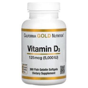 Thực phẩm chức năng California Gold Nutrition Vitamin D3 125 mcg (5.000 IU) 360 Fish Gelatin Softgels 898220010660