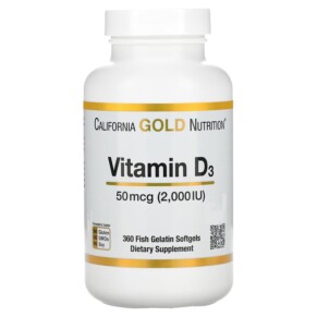 Thực phẩm chức năng California Gold Nutrition Vitamin D3 50 mcg (2.000 IU) 360 Fish Gelatin Softgels 898220011803