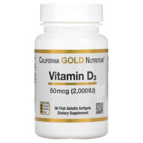 Thực phẩm chức năng California Gold Nutrition Vitamin D3 50 mcg (2.000 IU) 90 Fish Gelatin Softgels 898220011797