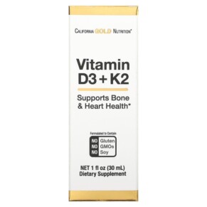 Thực phẩm chức năng California Gold Nutrition Vitamin D3 + K2 25 mcg (1.000 IU) 1 fl oz (30 ml) 898220020492