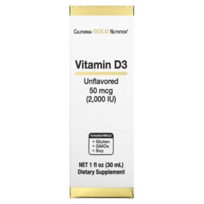 Thực phẩm chức năng California Gold Nutrition Vitamin D3 (Unflavored) 2.000 IU 1 fl oz (30 ml) 898220021154