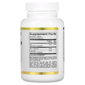 Thành phần vi chất của California Gold Nutrition Zinc-L-Carnosine Complex 90 Veggie Caps 898220020003