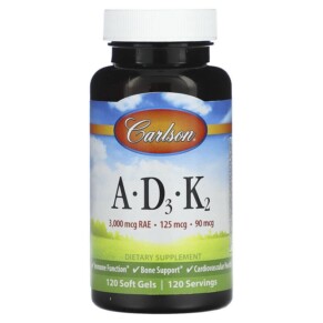 Thực phẩm chức năng Carlson A D3 K2 120 Softgels 088395119101