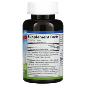 Thành phần vi chất của Carlson Chelated Iron 27 mg 250 Tablets 088395055720