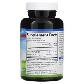 Thành phần vi chất của Carlson Chelated Magnesium Glycinate 200 mg 90 Tablets 088395056116