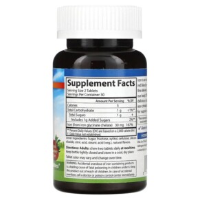 Thành phần vi chất của Carlson Chewable Iron Strawberry 30 mg 60 Tablets 088395559105