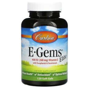 Thực phẩm chức năng Carlson E-Gems Elite Vitamin E 268 mg (400 IU) 120 Soft Gels 088395007712