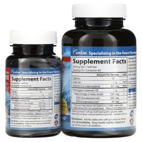 Thành phần vi chất của Carlson EcoSmart DHA Natural Lemon 60 Soft Gels + 20 Soft Gels 088395018145