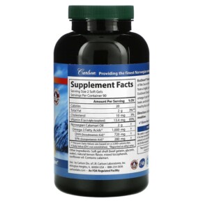 Thành phần vi chất của Carlson EcoSmart Omega-3 Natural Lemon 500 mg 180 Soft Gels 088395018022