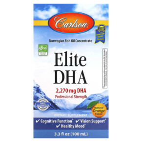 Thực phẩm chức năng Carlson Elite DHA Natural Orange 2.270 mg 3.3 fl oz (100 ml) 088395160103