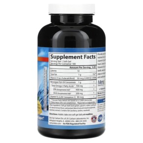 Thành phần vi chất của Carlson Elite Omega-3 Plus D & K Natural Lemon Flavor 180 Soft Gels 088395175206