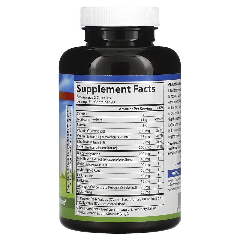 Carlson Glutathione Booster 180 Capsules 2 Thành phần vi chất của Carlson Glutathione Booster 180 Capsules 088395048524