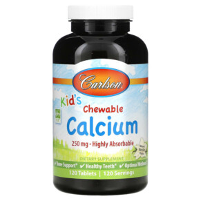Thực phẩm chức năng Carlson Kid's Chewable Calcium Natural Vanilla 250 mg 120 Tablets 088395050848