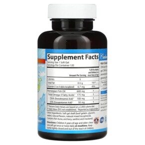 Thành phần vi chất của Carlson Kid's Chewable DHA Bursting Orange 100 mg 120 Soft Gels 088395015717