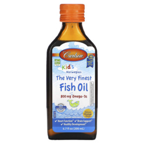 Thực phẩm chức năng Carlson Kid's Norwegian The Very Finest Fish Oil Natural Orange 800 mg 6.7 fl oz (200 ml) 088395016530