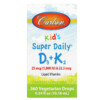 Thực phẩm chức năng Carlson Kid's Super Daily D3+K2 25 mcg (1.000 IU) & 22.5 mcg 0.34 fl oz (10.16 ml) 088395105302