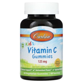 Thực phẩm chức năng Carlson Kid's Vitamin C Gummies Natural Orange 125 mg 60 Vegetarian Gummies 088395490309