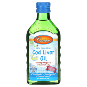 Thực phẩm chức năng Carlson Kid's Wild Norwegian Cod Liver Oil Bubble Gum 8.4 fl oz (250 ml) 088395136306