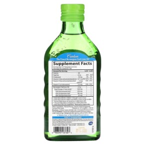 Thành phần vi chất của Carlson Kids Cod Liver Oil Natural Green Apple 550 mg 8.4 fl oz (250 ml) 088395137303