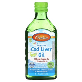 Thực phẩm chức năng Carlson Kids Cod Liver Oil Natural Green Apple 550 mg 8.4 fl oz (250 ml) 088395137303