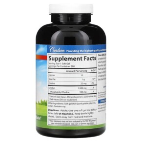 Thành phần vi chất của Carlson Lecithin 1.200 mg 280 Soft Gels 088395862304