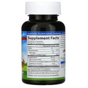 Thành phần vi chất của Carlson Lutein Gummies Natural Mango 46 Vegetarian Gummies 088395496004