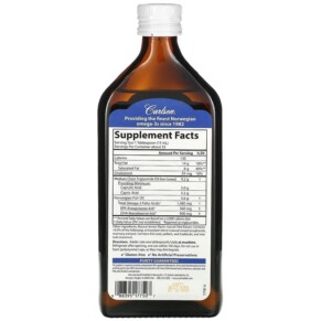 Thành phần vi chất của Carlson MCT & Omega-3 Natural Lemon Lime 16.9 fl oz (500 ml) 088395177507