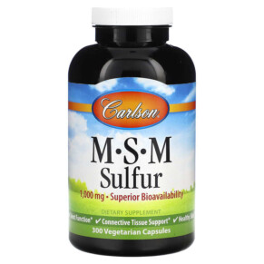Thực phẩm chức năng Carlson MSM Sulfur 1.000 mg 300 Vegetarian Capsules 088395872303