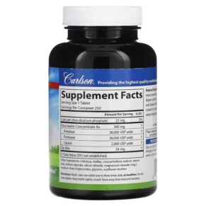 Thành phần vi chất của Carlson Natural Digestive Enzymes 250 Tablets 088395066429