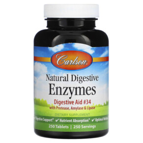 Thực phẩm chức năng Carlson Natural Digestive Enzymes 250 Tablets 088395066429