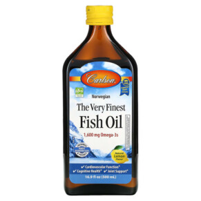 Thực phẩm chức năng Carlson Norwegian The Very Finest Fish Oil Natural Lemon  1.600 mg 16.9 fl oz (500 ml) 088395015458