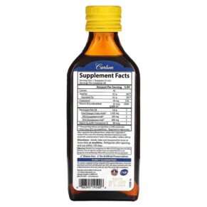 Carlson Omega 3 Plus D & K Natural Lemon 1.430 mg 6.7 fl oz (200 ml) 3 Thành phần vi chất của Carlson Omega 3 Plus D & K Natural Lemon 1.430 mg 6.7 fl oz (200 ml) 088395195006