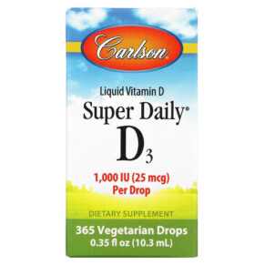 Thực phẩm chức năng Carlson Super Daily D3 25 mcg (1.000 IU) 0.35 fl oz (10.3 ml) 088395012709