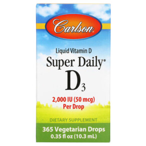 Thực phẩm chức năng Carlson Super Daily D3 50 mcg (2.000 IU) 0.35 fl oz (10.3 ml) 088395012808