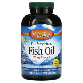 Thực phẩm chức năng Carlson The Very Finest Fish Oil Natural Lemon 350 mg 240 Soft Gels 088395016325