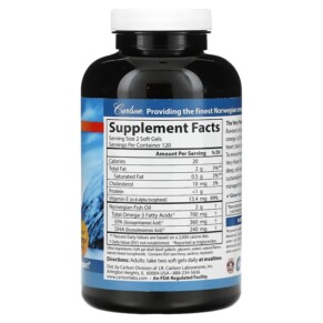 Thành phần vi chất của Carlson The Very Finest Fish Oil Natural Orange 350 mg 240 Soft Gels 088395016424