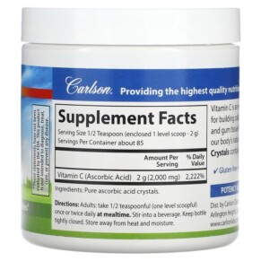 Thành phần vi chất của Carlson Vitamin C Crystals 2.000 mg 6 oz (170 g) 088395335600